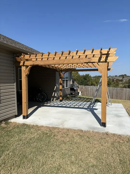 Cedar Pergola Concrete Patio Installation